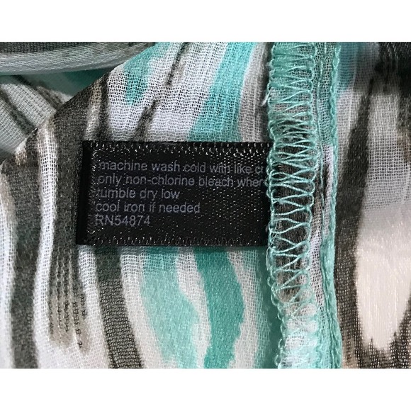 The Limited Shirt Womens Med Green Black Sheer Blouse Quarter Button 3/4 Sleeve - Picture 9 of 10